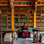 **

"The interior of the Bhutan National Library, featuring rows of ancient texts and illuminated manuscripts, shelves lined with books. Traditional Bhutanese architecture, vibrant colors, soft light filtering through windows.  Scholars are browsing, fully clothed in appropriate attire. Perfect anatomy, correct proportions, natural pose. Safe for work, appropriate content, professional photography, high quality."

**
