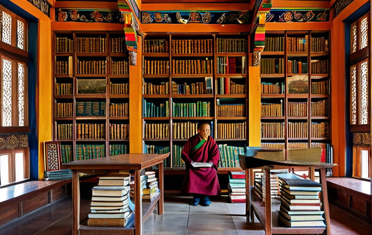 **

"The interior of the Bhutan National Library, featuring rows of ancient texts and illuminated manuscripts, shelves lined with books. Traditional Bhutanese architecture, vibrant colors, soft light filtering through windows.  Scholars are browsing, fully clothed in appropriate attire. Perfect anatomy, correct proportions, natural pose. Safe for work, appropriate content, professional photography, high quality."

**