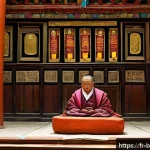 Home 21 부탄 정부의 정치 체제 - A serene Bhutanese parliamentary session blending tradition and modernity, featuring a bicameral par...